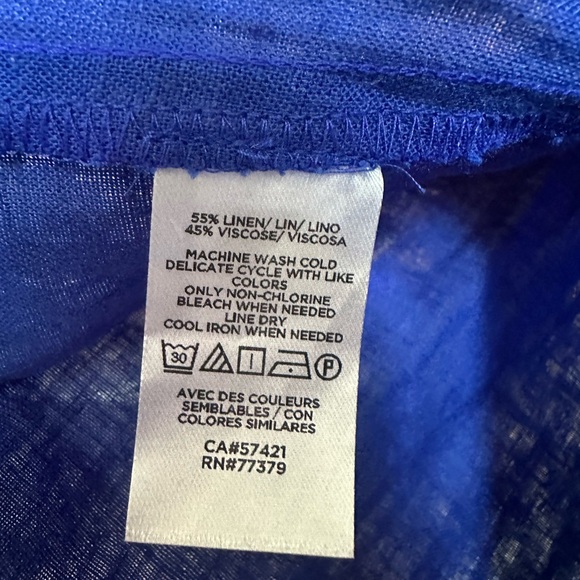 Ann Taylor Blue Ruffled Cap Sleeve Blouse - Picture 6 of 7